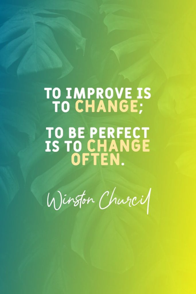 Winston Churchill ‘s quote about change,intelligence,intelligent. To improve is to change;…