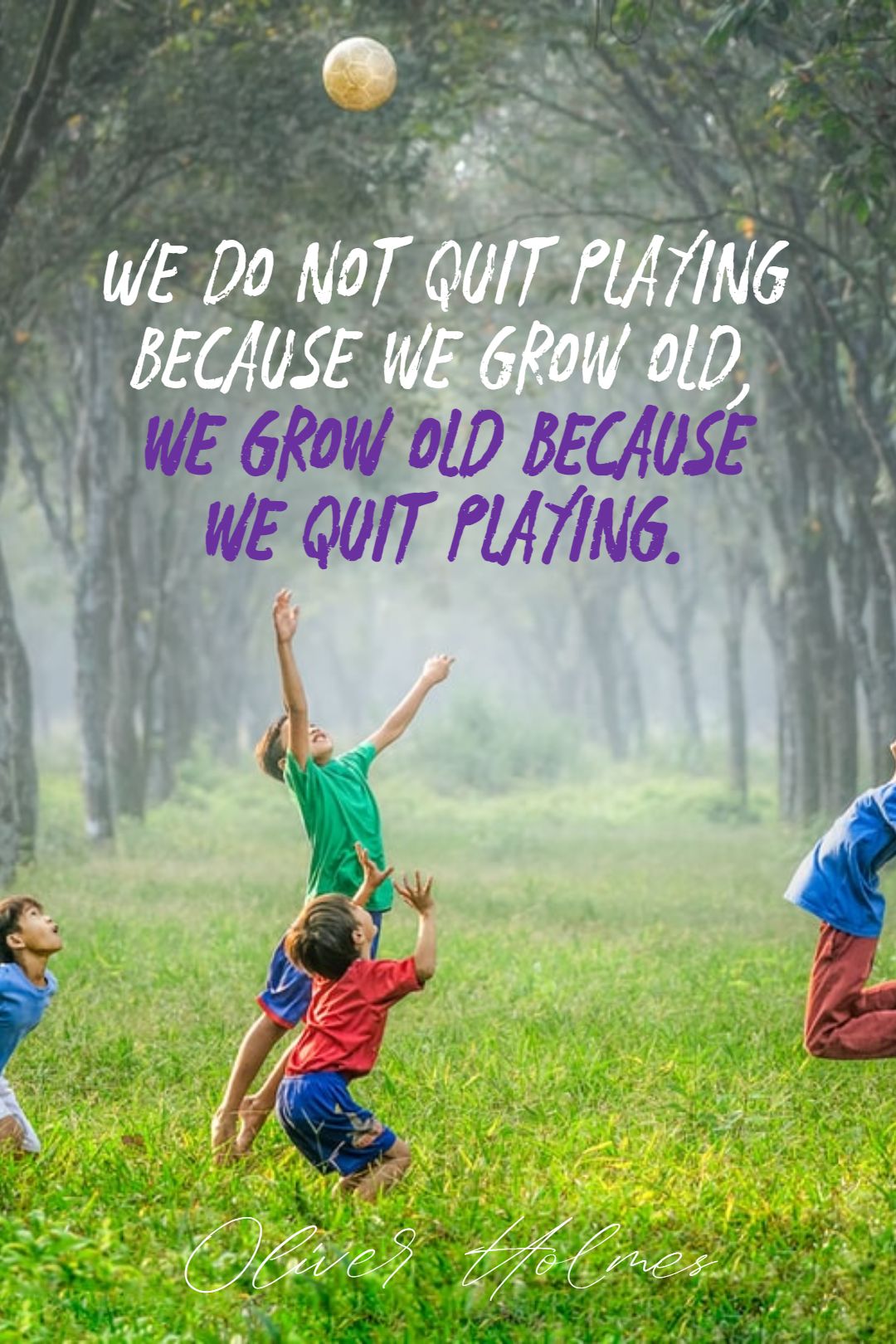 Oliver Holmes’s quote about play. We do not quit playing…